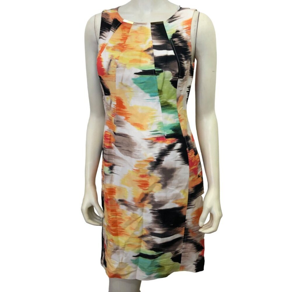 CALVIN KLEIN SHEATH SLEEVELESS LINEN BLEND DRESS SIZE 4